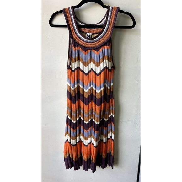 Missoni Dresses & Skirts - Missoni M Chevron Knit Sleeveless Knee Length Dress Orange Purple Blue